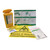 DS Medical single-use sharps disposal kit with gloves, sharps bin, and disinfectant wipe. plastic forceps, bio-hazard bag, apron and instruction leaflet