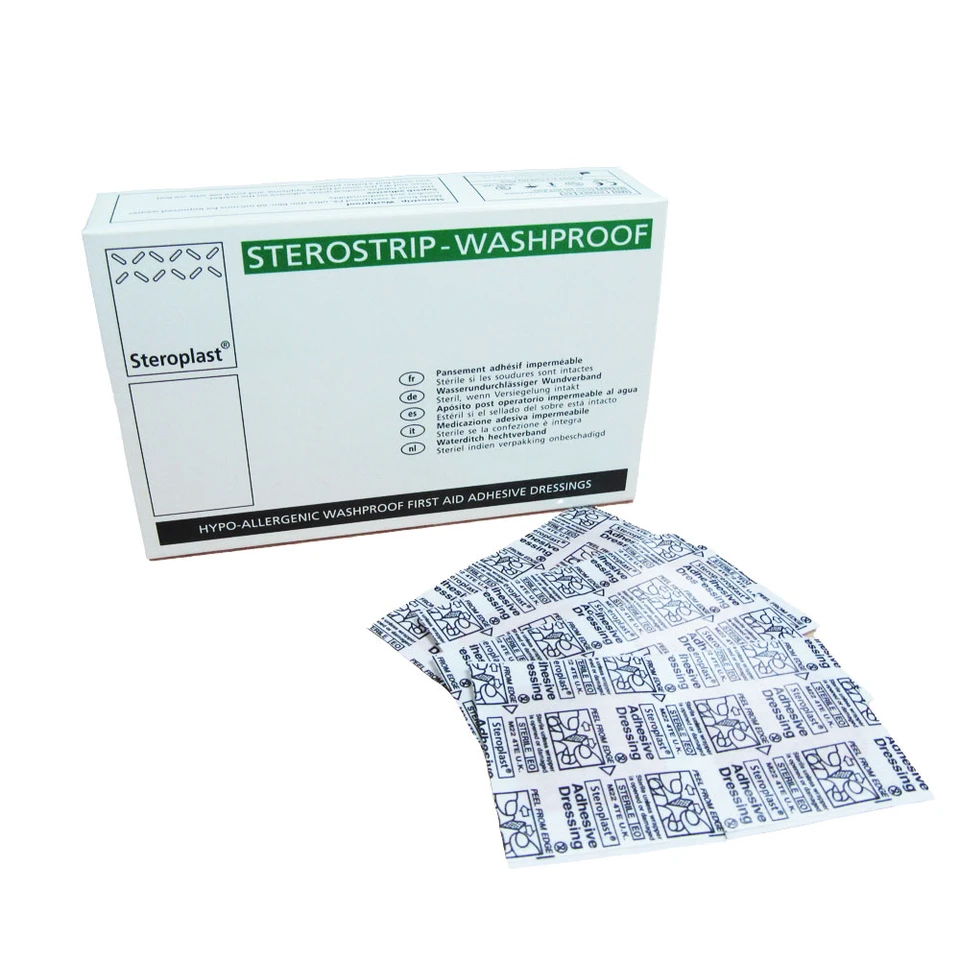 Sterostrip Washproof Hypoallergenic Plasters - 4cm x 4cm (Pack of 50)