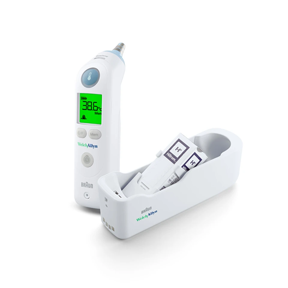 Welch Allyn PRO 6000 Ear Thermometer angled view with small cradle