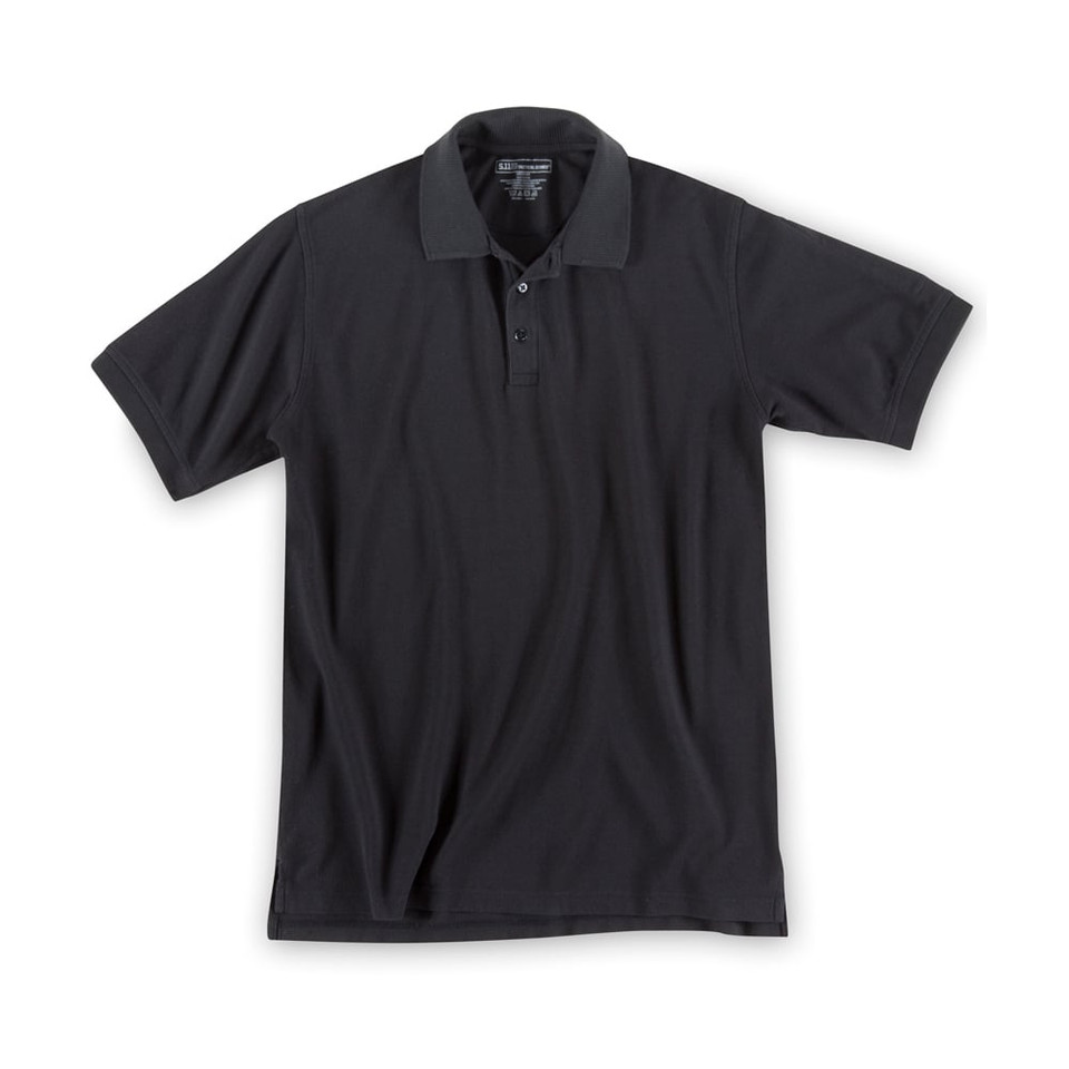 5.11 Tactical Professional Polo Short Sleeve in Black – wrinkle-resistant tactical polo shirt for law enforcement and security professionals
