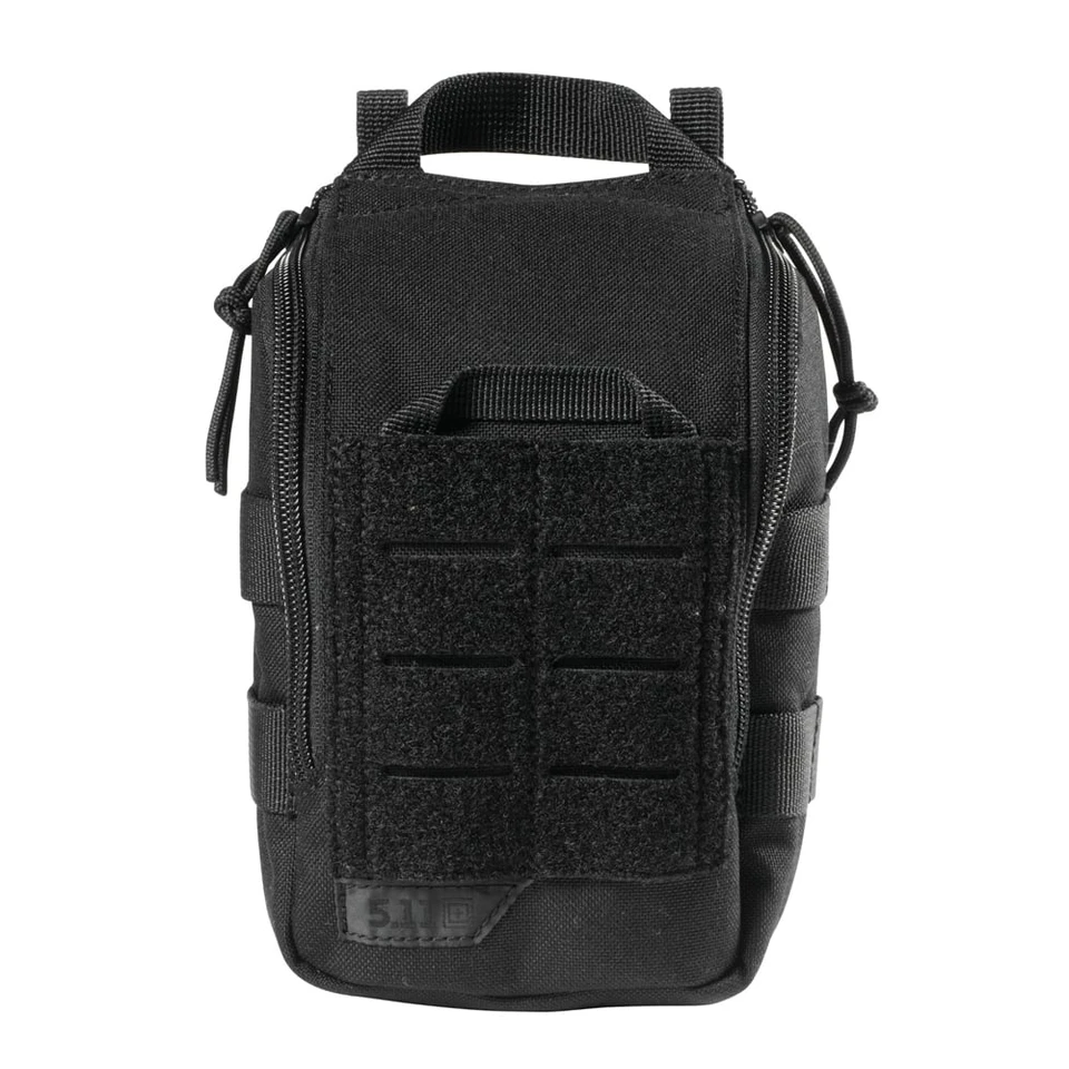 5.11 Tactical UCR IFAK Pouch – black, front view of MOLLE webbing and logo