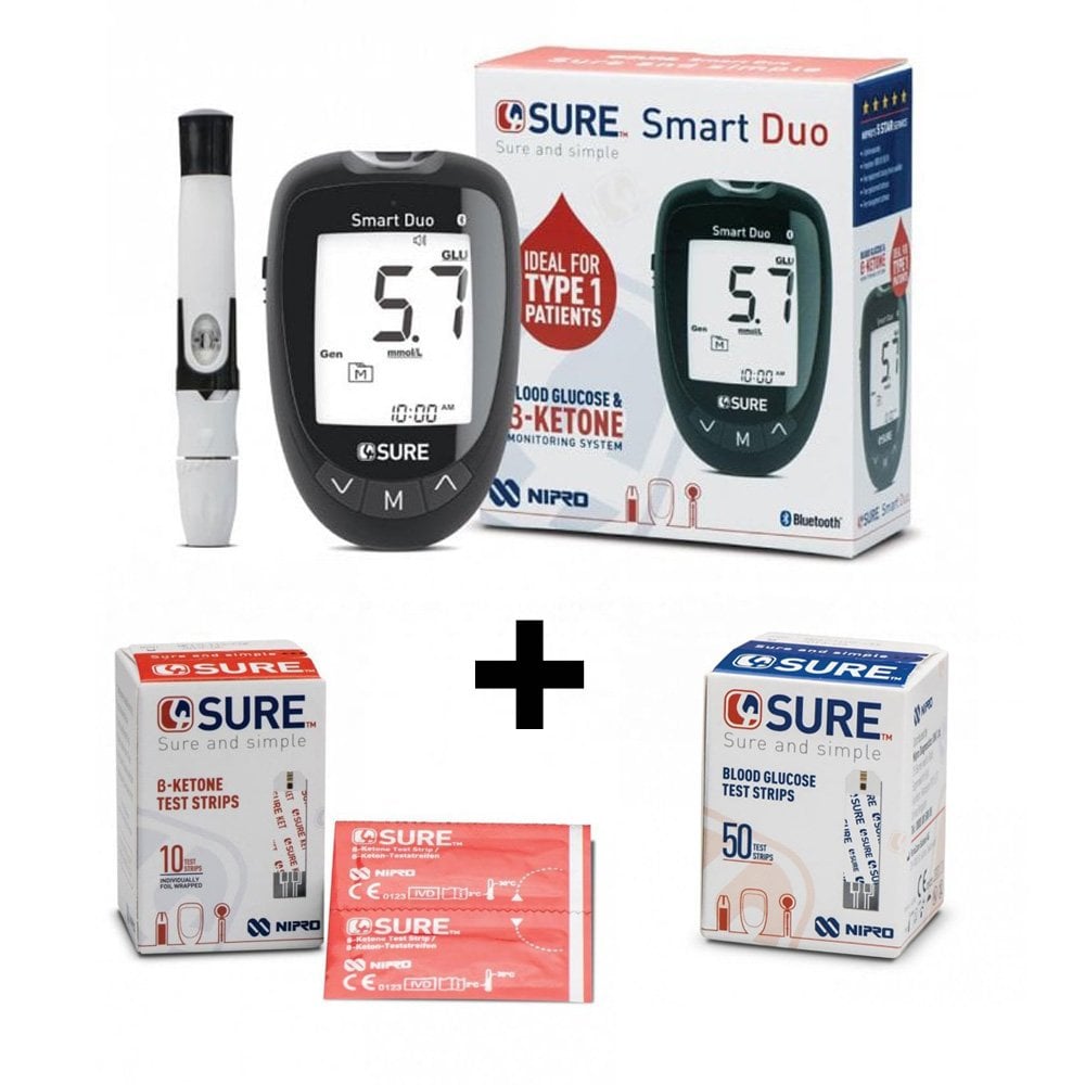 Nipro 4Sure Smart DUO Meter Blood Glucose & B-Ketone Monitoring System (Bundle)