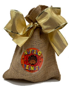 Buffalo Peanuts in Burlap Bag with Gold Bow 1 lb
