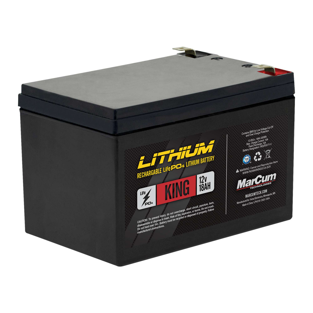 Marcum LITHIUM KING 12V 18AH LiFePO4 Battery Kit With Charger