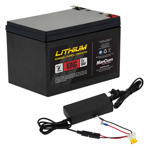 Marcum LITHIUM "KING" 12V 18AH LiFePO4 Battery Kit With Charger 154.99 New at FishHouseToys .com Sold with our Electronics