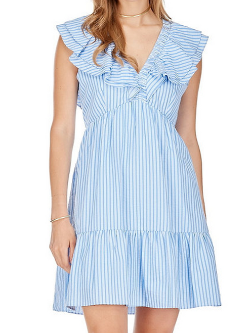 Ruch V-Neck Ruffle Dress