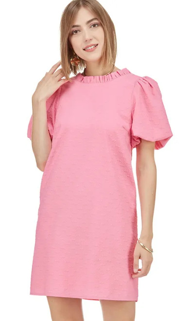 Puff Sleeve Dress, Pink