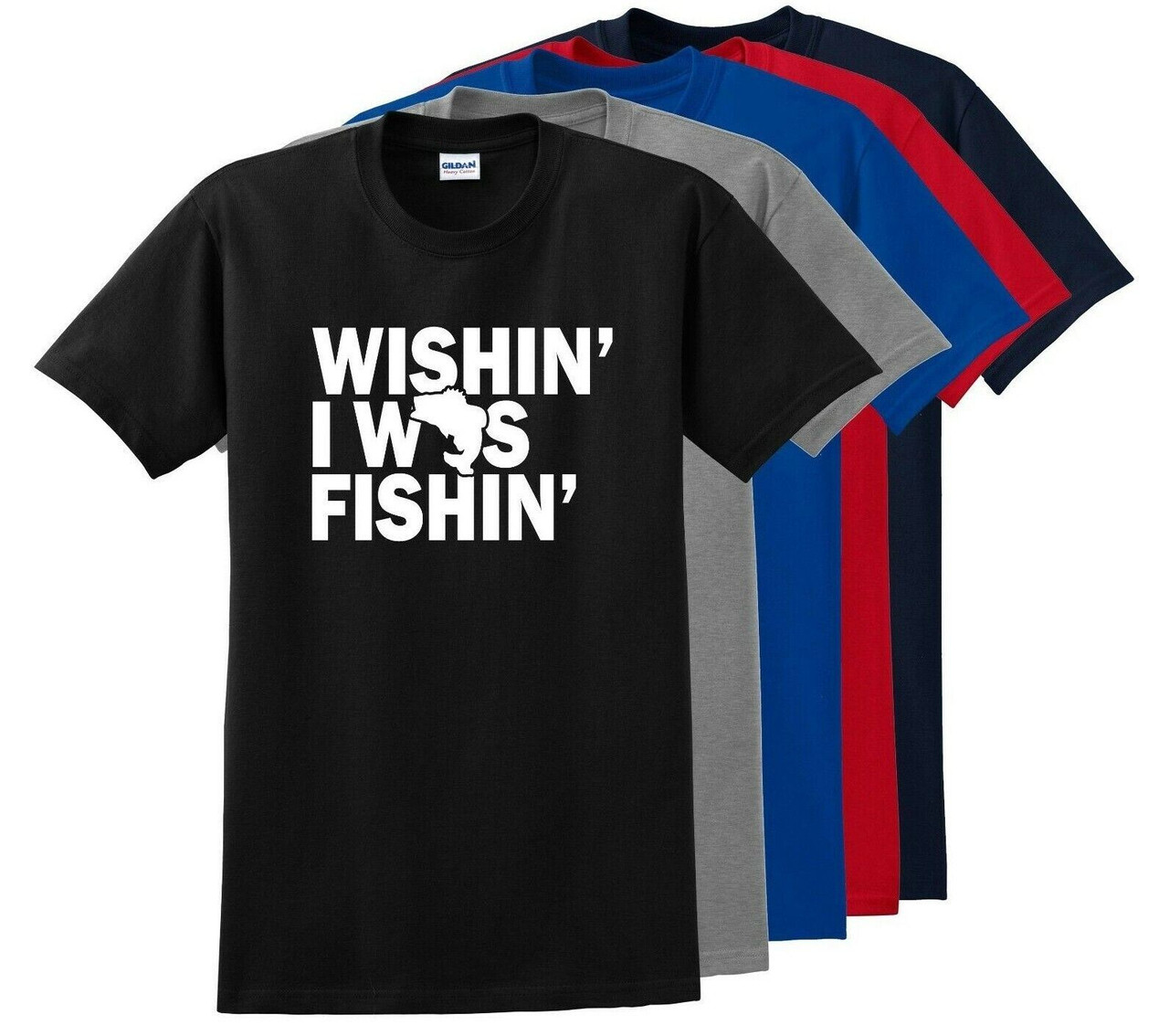 Wishing I Was Fishing T Shirt Funny Fishing Humor Country Tee