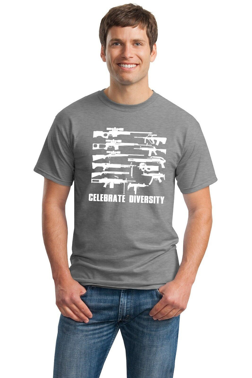 Celebrate Diversity Funny Gun Rights T Shirt 2nd Amendment Hunting Tee up  to 5x