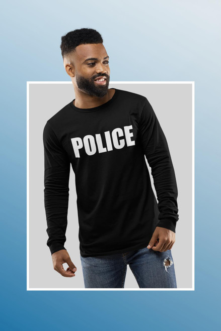 POLICE  LONG SLEEVE  T SHIRTS - Front Back or Both - any Color/Size