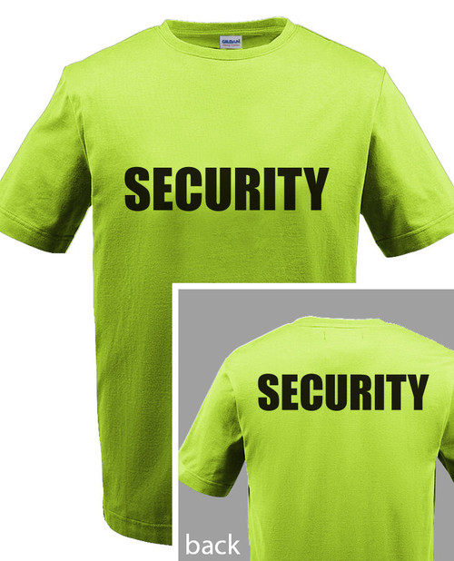 SECURITY T-SHIRT Event Bouncer Staff Party Guard Safety Green Shirt Tee S-5XL/
