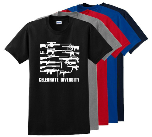 Celebrate Diversity Funny Gun Rights T Shirt 2nd Amendment Hunting Tee up to 5x/