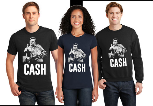 JOHNNY CASH T-shirt Man In Black Flippin Bird Finger-mens,Ladies and Long sleeve