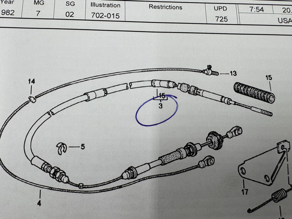 Gas cable  automatic transmission only 82 to 85/1 only