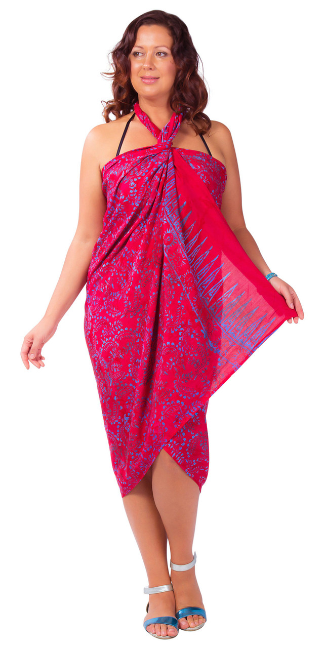 Plus Size Abstract Floral Sarong Fringeless 