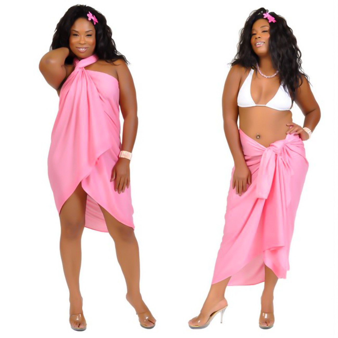 PLUS SIZE Sarong Pink - Fringeless Sarong