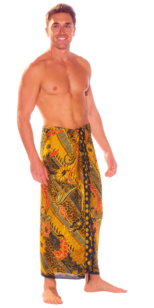 Mens Sarong Traditional Motif Brown