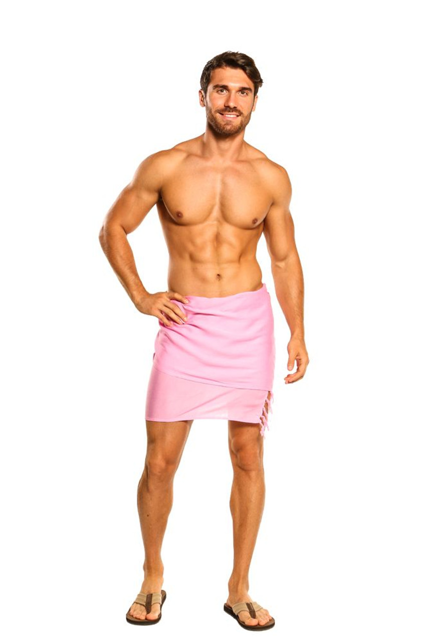 Mens Solid Pink Half Short Mini Sarong