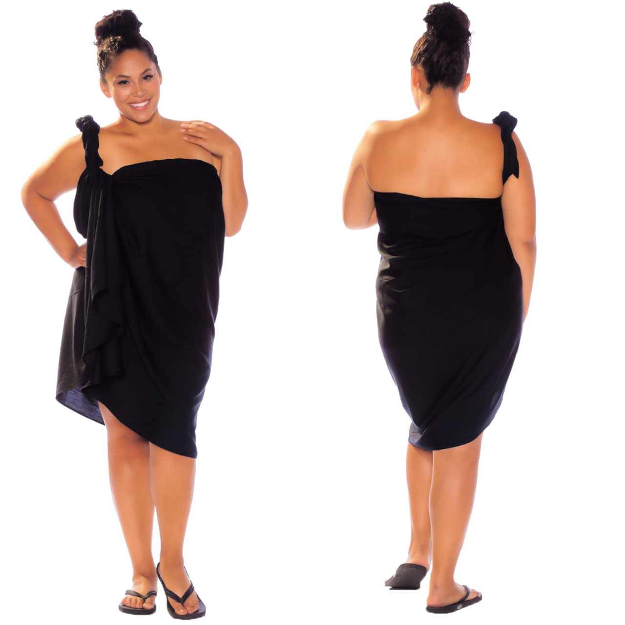 PLUS SIZE Sarong Black - Fringeless Sarong