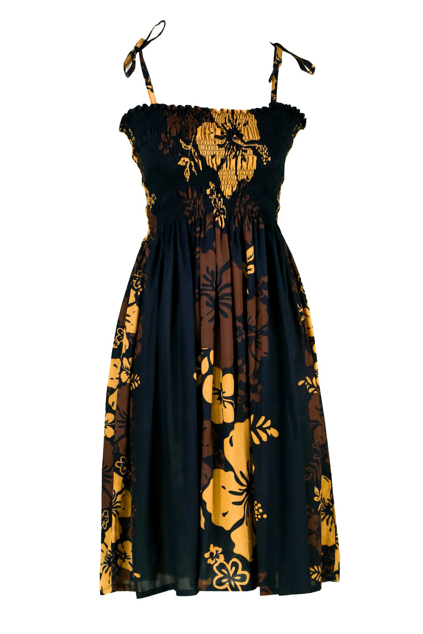 Green Womens Sundress With Hand Painted Orchid Design