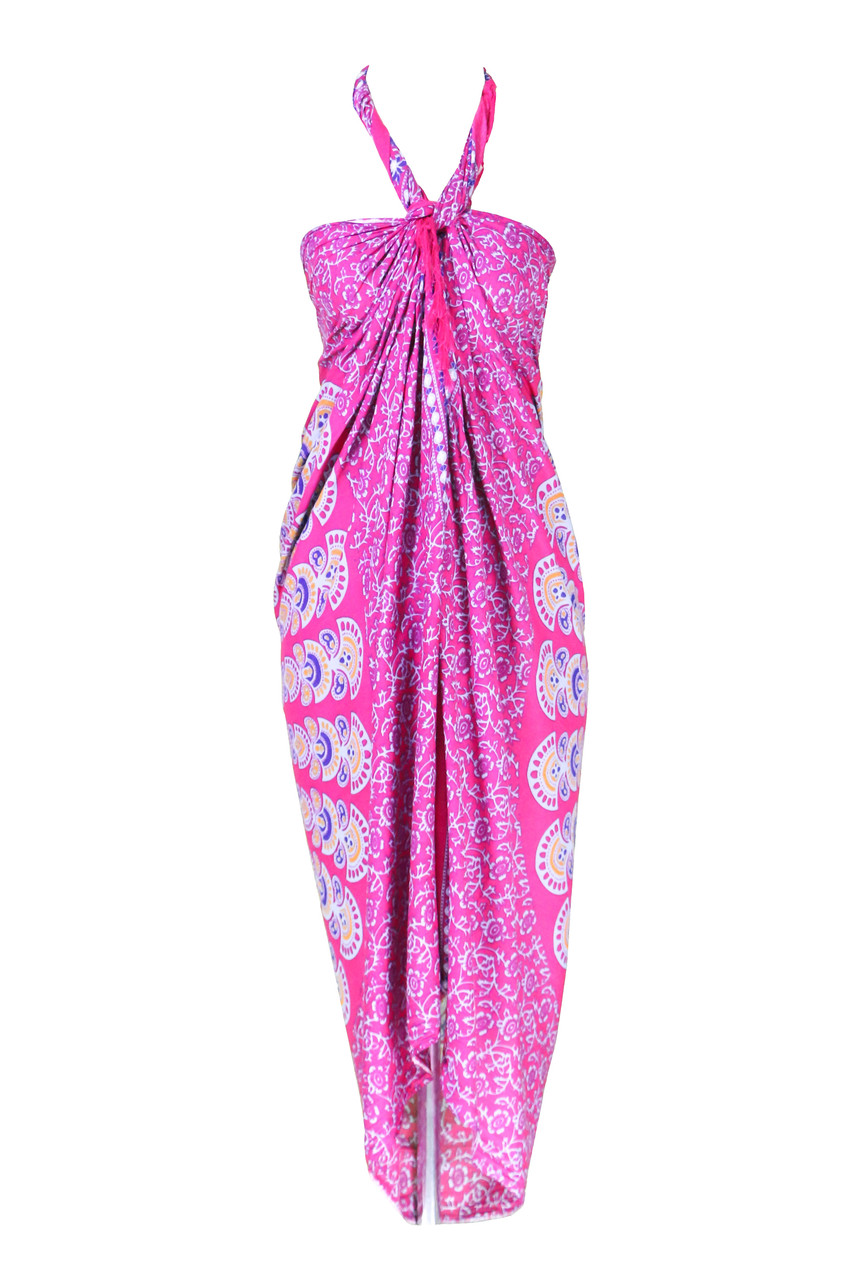 1 World Sarongs Womens bianco lungo abito con dipinto a mano in 1 World Sarongs Womens bianco lungo abito con dipinto a mano in
