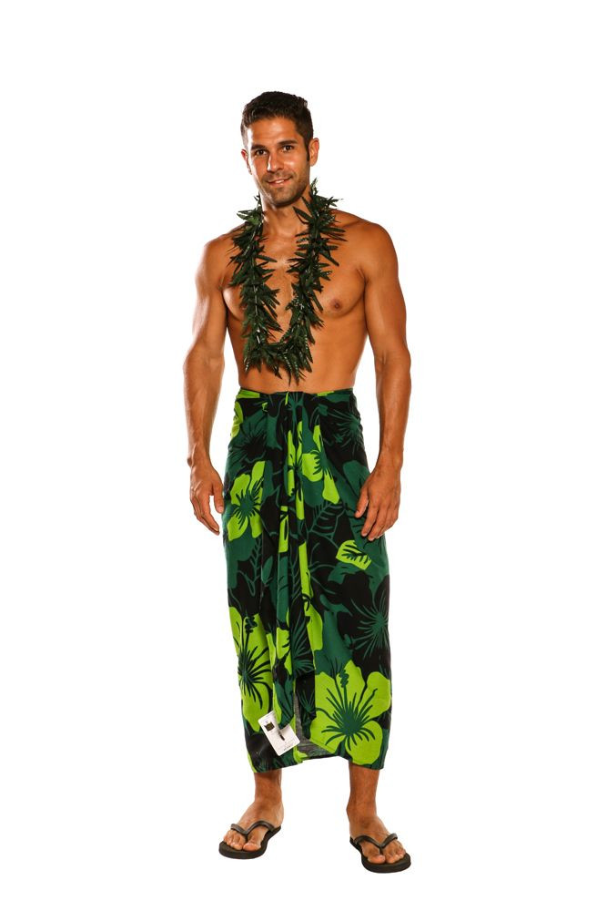 Mens Samoa Inspired Cotton Lavalava with Wood Block Prints