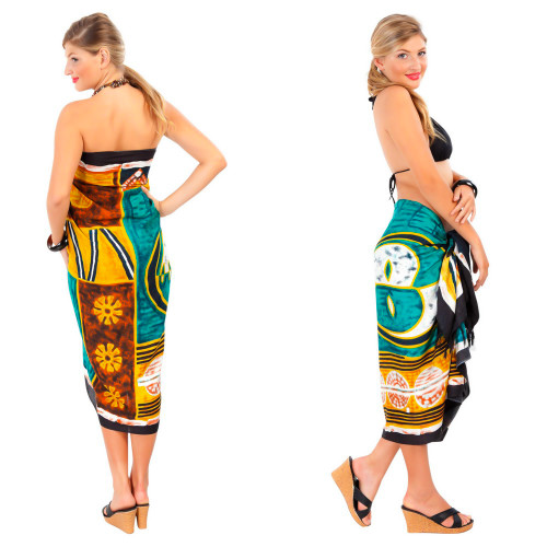 Abstract Graphic Design Sarong in Light Green