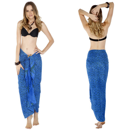 Tropical Bamboo Floral Sarong in Blue