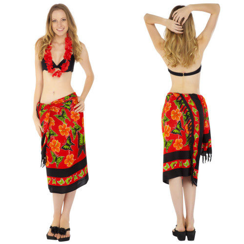 Red Multi Colored Butterfly Sarong