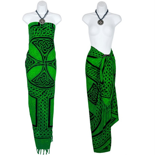 Celtic Sarong "Celtic Cross and Circle" Green
