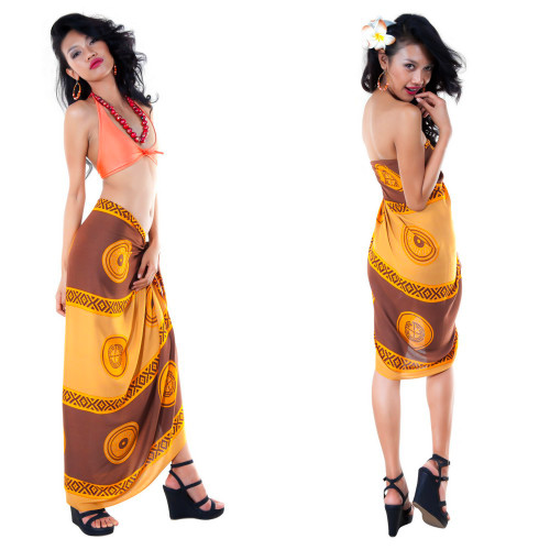 Abstract Tiki Sarong in Browns