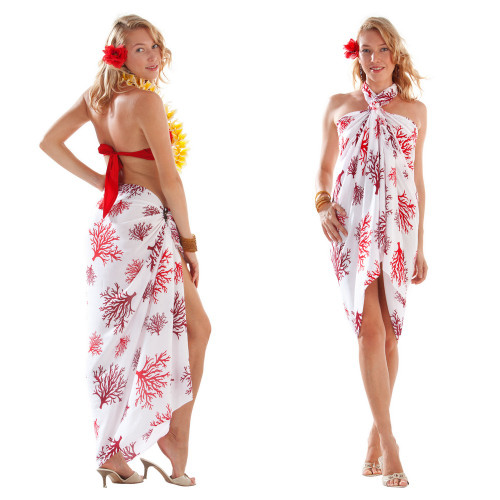 Tropical Coral Sarong in Red