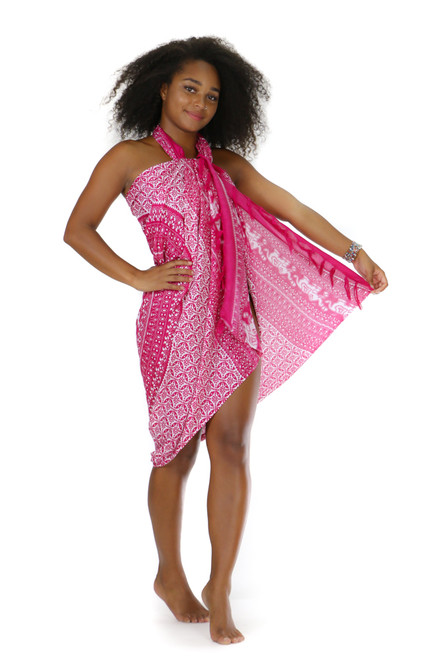 Mandala Sarong with Elephants in Pink Mandala Sarong with Elephants in Pink