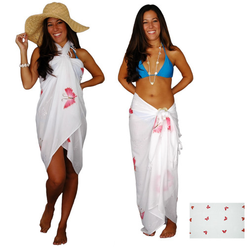 Sequined / Embroidered / Butterfly Sarong "White"