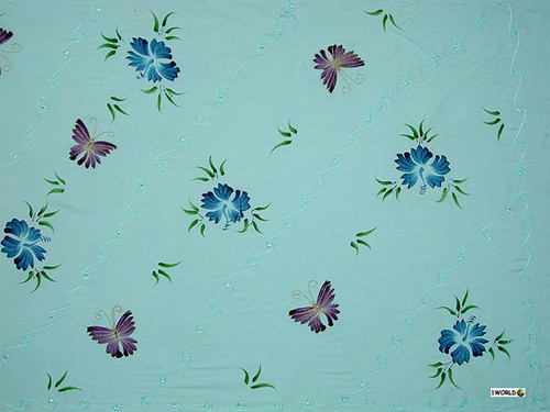 Sequined / Embroidered / Butterfly Sarong "Light Blue" - SECONDS