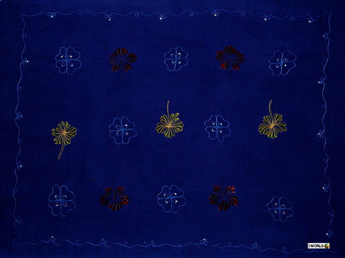 Sequined / Embroidered / Floral Sarong "Blue"-1624346251