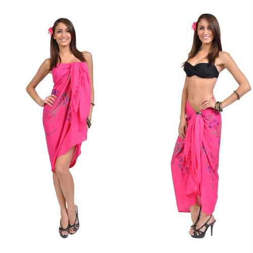 Sequined / Embroidered / Floral Sarong "Hot Pink" Sequined / Embroidered / Floral Sarong "Hot Pink"