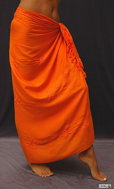 Orange Embroidered Sarong