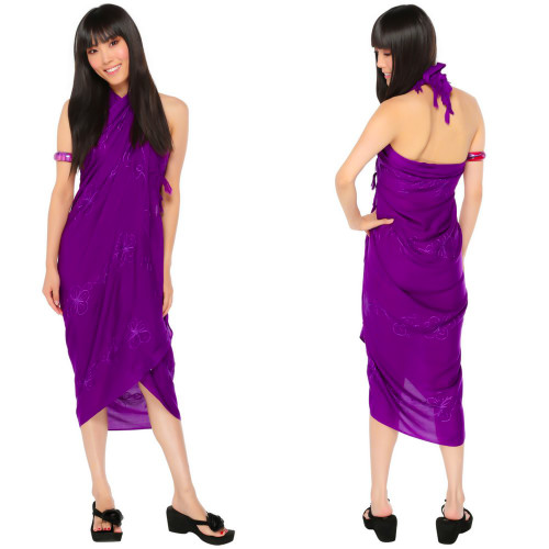 Purple Embroidered Sarong