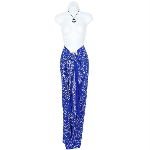 Spring Leaves Sarong "Blue / White"