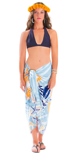 Starfish Seashell Sarong in Grey-NO RETURNS