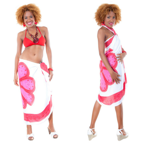 Lotus Floral Sarong in Red/White