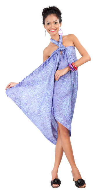 Abstract Floral Leaf Sarong in Lavender