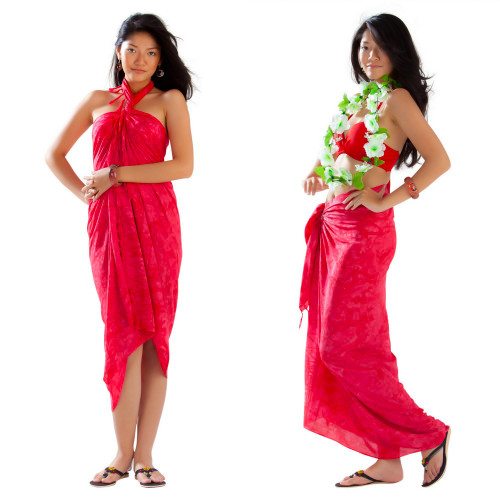Gecko & Leaf Sarong in Red