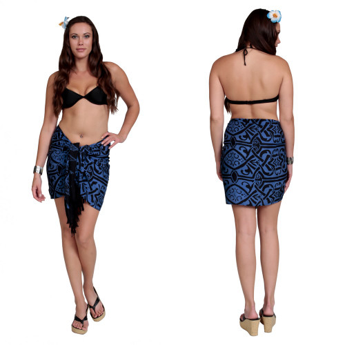 Abstract Tribal Half Sarong "Blueish"