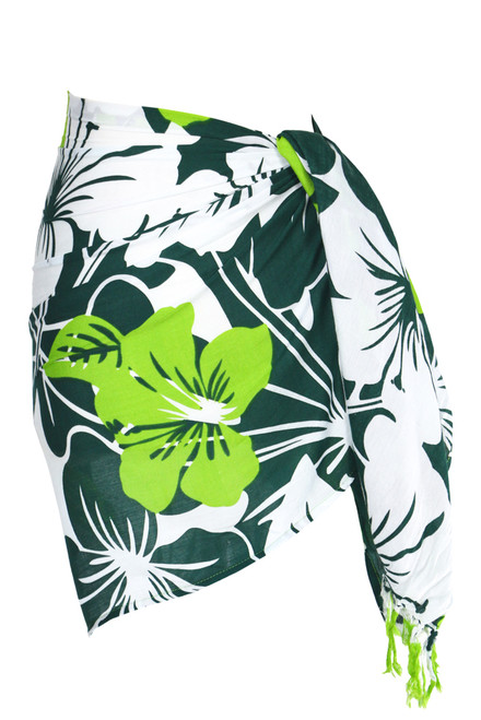 Floral Half Sarong Amazonia Jungle Green and White