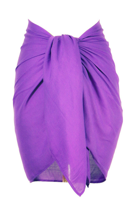 Solid Purple Half Sarong FRINGELESS