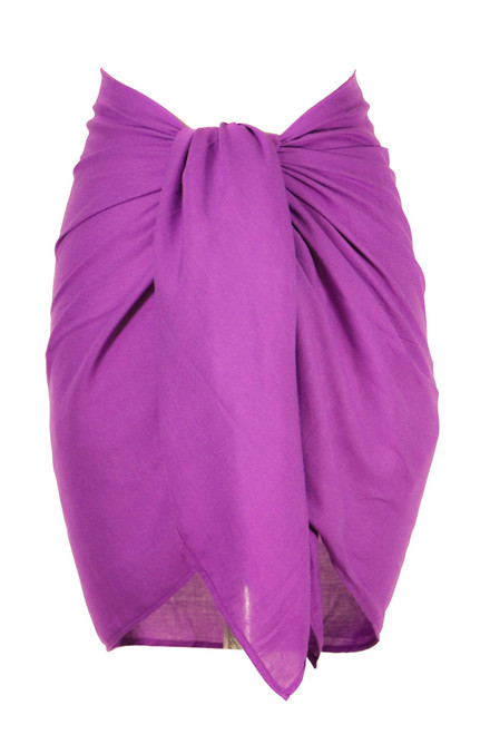 Solid Purple-2 Fringeless Half Sarong