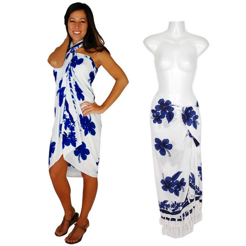 Hibiscus Sarong "Blue / White"-1624346708