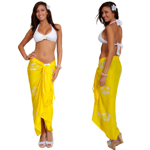 Smoked Hibiscus Sarong in Yellow